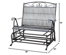 International Caravan Iron Patio Glider Loveseat in Black