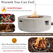 Merax 38'' MGO Propane Outdoor Fire Pit with Vertical Stripe Design, Beige