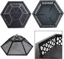 Outdoor Fire Pit Wood Burning Fireplace Patio Backyard Heater Steel Firepit Bowl Heavy Steel 24", Hex Shaped