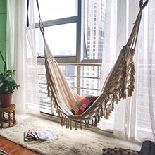 MaGiLL Camping Double Hammocks Canvas Tassel Sleeping Outdoor Backyard Swing Beds Home Garden