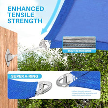 Patio Paradise 44' x 48' x 65.1' Triangle Super Ring Sun Shade Sail Blue, Large Shade Canopy Outdoor Heavy Duty Strengthen UV Block Fabric A-Ring Metal Spring Reinforcement - Customized