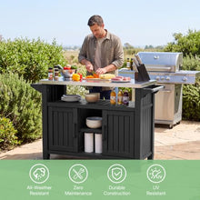 Fancyango Rolling BBQ Prep Cart – Outdoor Grill Table with Wheels-Black