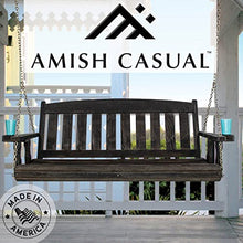 Amish Casual Heavy Duty 800 Lb Mission Treated Porch Swing with Hanging Chains and Cupholders (5 Foot, Semi-Solid Black Stain)