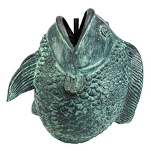 Design Toscano Asian Dancing Koi Fish Piped Statue Fountain Pond Water Feature, Medium, 11 Inch, Real Cast Bronze, Green Verdigris