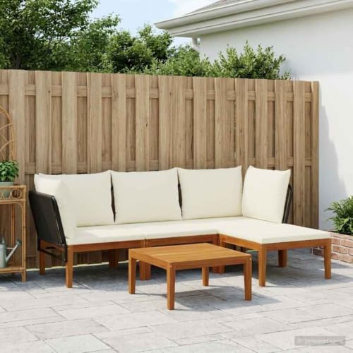 GBCDSWBR 5-Piece Garden Lounge Set, Acacia Wood & Rope Modular Furniture