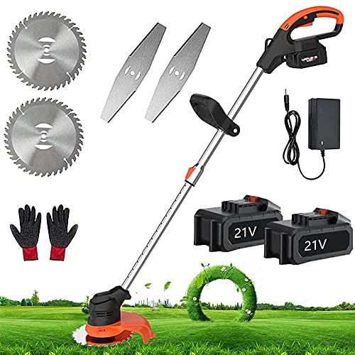 AMYYTL Wacker Electric Cordless Lawn Mower with 2 Batteries and brushless Motor High Power and Long Life Easily converts from Lawn Mower to Lawn Trimmer Household Lawn Mower for Back Gard