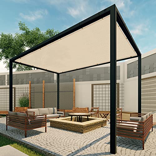 Patio Paradise 15' x 35' Shade Cloth with Grommets, Sun Shade Sail Rectangle with Straight Edge, Outside Patio Cover Pergola Shades Canopy, UV Block Shades Fabric for Backyard Garden, Beige