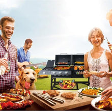 American Dual Fuel BBQ Grill, Charcoal & Gas Combo Grill for Outdoor Backyard Cooking