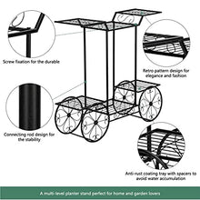 MIIKHI Garden Cart Stand & Flower Pot Plant Holder Display Rack, 6 Tiers, for Home, Garden, Patio