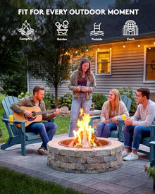 SERWALL Folding Adirondack Chair Set of 4 with Cup Holder for Fire Pit-Blue