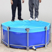 GRRICEPL Pool Above Ground, Round Canvas Fish Pond Pool, Indoor Free-Standing Pond for Fish Farming, with Metal Bracket, Thickening Pool (Color : Blue, Size : 1.5x1m)