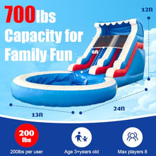24FT Commercial Water Slide for Adults Kids (700lbs Capacity) (13ft Giant Pool) 100% Heavy Duty PVC Inflatable Water Slide for Backyard Outdoor Party Fast Drainage, NO Blower, 24x13x13ft
