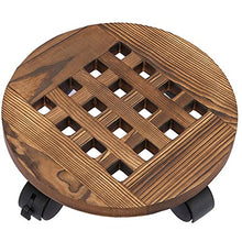 SIDUFHAOPKLL Wood Plant Stand Indoor Outdoor Planter Caddy Round Flower Pot Mover Trolley Wheels(25cm)