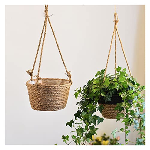 Hanging Planter Basket Indoor Plant Hanging Storage Baskets Hand Knitting Woven Flower Pot Rattan Patio Garden Decoration