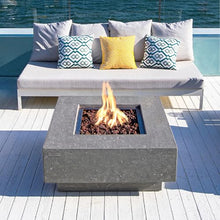 Elementi Manhattan Bundle Outdoor Firepit 36” Propane Firepit Table, Glass Windscreen, Stainless Steel, Tank/Canvas Cover, Floor Mat, Beverage Tub