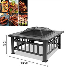 Propane Fire Pit, Outdoor Metal Brazier Square Table Multi-Purpose Square Fireplace Garden Patio Heater for Party, Picnic, Camp,Outdoor Fire Pits