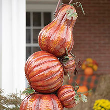 Zaer Ltd. Large Metal Halloween Archway Arbor (Happy Harvest Stacked Pumpkins Metal Arbor)