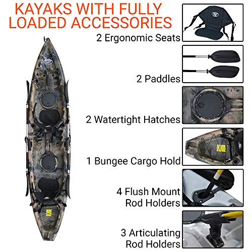 BKC TK181 Angler Tandem Fishing Kayak GreenCamo