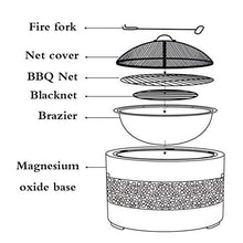 Fire Pit with BBQ Grill Shelf, Firepit Garden Patio Heater/BBQ/Ice Pit Fashionable and Artistic Magnesium Oxide Base Used for Outdoor Garden Barbecue Camping