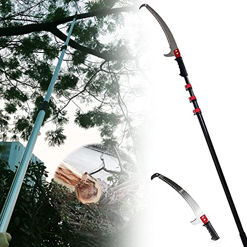 Pruning Saws,Telescopic Professional Tree Saw with Curved Hook Branch Saw 65Mn Steel Hand Saw Aluminum Telescopic Rod in Reinforced Design,for Fruit Trees Branches Leaves,7.2M/24FT