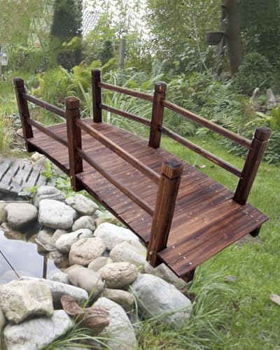ZIMGOD Outdoor Pond Bridge for Garden 1.4m 1.5m 1.8m, Small Garden Bridge to Walk on, Decorative Footbridge for Pathway Walkway, Backyard Pond Decorations(180cm (6ft))