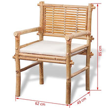LKJephalotrope 3 Piece Bamboo Bistro Set with White Cushions - Durable Outdoor and Indoor Furniture Set for Patio Garden Balcony and Living Room - 1 Table and 2 Chairs