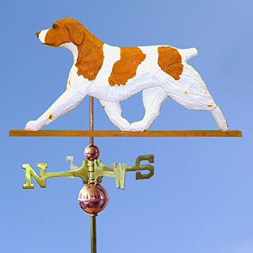 Brittany Spaniel Hand Carved & Painted Weathervane 32 Inch Orange