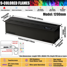 3D Water Vapor Fireplace, Atomized Fireplace with Real Water-Like Smoke & Flame Vapour Flame 9 Colors and Flame Adjustment, for Bedroom, Office, Hotel 120cm