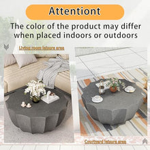 35" Indoor Round Coffee Table, Waterproof Coffee Table Modern MgO Cement Design End Tables for Living Room, Outdoor Patio Coffee Tables for Garden, Backyard, Balcony, Grey