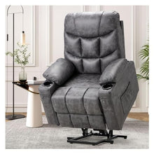 Power Lift Recliner Chair with Massage and Heat, Electric Reclining Sofa with Remote Control, PU Leather Ergonomic Lounge Armchair with Cup Holders and USB Port