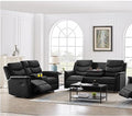 Eafurn 2-Piece Reclining Sectional Sofa Set Black