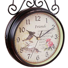 ERTTGWGF Retro Double Sided Double Sided Station Clock Garden Clock Wrought Iron 360° Rotation Waterproof Outdoor Clock Decoration Outside Clock