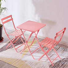ERoomQ Folding Table with Table/Chairs, Outdoor/Balcony/Garden and Chair Combination of Three Parts, Simple Style, Plain Iron