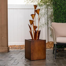 XBrand 46" Tall Bronze Metal Sculptural Flower Multi-Tier Freestanding Water Fountain Without LED Lights