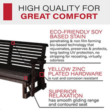 Amish Casual Heavy Duty 800 Lb Roll Back Pressure Treated Porch Glider with Cupholders (5 Foot, Semi Solid Black Stain)