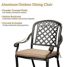 Sumshadow 4-PCS Cast Aluminum Patio Dining Chairs, All Weather Patio Bistro Dining Chairs Set of 4 with Armrests & Cushions, Stackable Patio Dining Chairs for Garden, Balcony, Deck, Bronze
