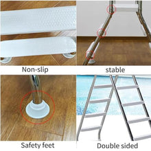4 Steps Pool Ladder Slip Pool Entrance Load 500 Lb, Pool Step Ladder for Swimming Pools Above Ground, Heavy Duty Above Ground Pool Ladder Thicken 304 Stainless Steel Pool Stairs