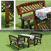 ERoomQ Outdoor GThe Bench,Outdoor GThe Patio Bench, 47in Park GThe Bench Wood Retro Solid Wood seat, Courtyard 2-3 seat Weatherproof Porch Chair Bench (1 Table and 2 Chairs)