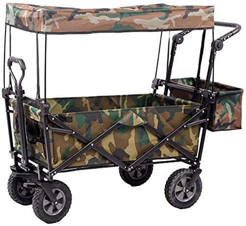 Outdoor Folding Utility Wagon Garden Cart with Roof Heavy Duty Handcart Collapsible Portable Festival Camping Transport Cart Bearing 100 / 220lbs (Color : Style 2)