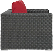 Modway EEI-1850-CHC-RED Sojourn Wicker Rattan Outdoor Patio Sunbrella Fabric, Armchair, Canvas Red