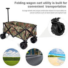 Collapsible Wagon Cart, 4 Wheel Folding Utility Garden Lawn Outdoor Camping Cart Heavy Duty Steel Frame Utility Trolley with Push Bar (B) (B)