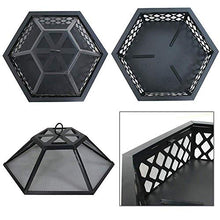 Garden Fire Pit Portable Metal Outdoor Party BBQ Fire Pit Fireplace Stove,with Mesh Screen Cover Fireplace Stove for Picnic Bonfire Patio Grill Barbecue Rack