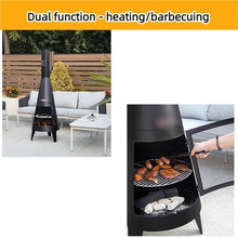 SJWTYK Modern Chiminea Outdoor Fireplace with Chimney, Cold-Rolled Steel Patio Fire Pit with Mesh Door, Burning Fireplace for Heating and Cooking for Backyard, Patio