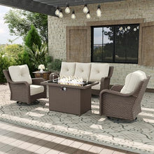 Aeeiua 5 Piece Patio Furniture Set with Fire Pit Table