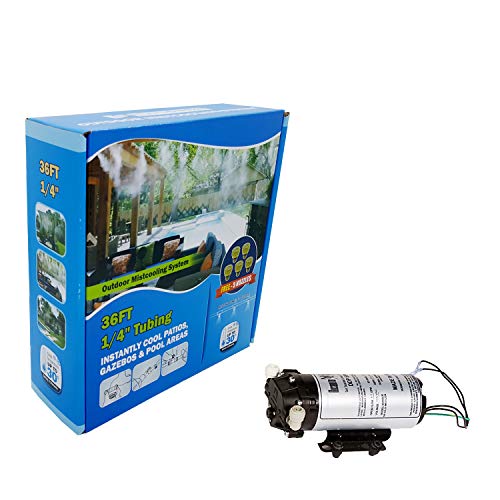 mistcooling Sanitization Misting System - 200 PSI Misting Pump with Sanitization Mist Kit - DIY (60 Ft - 16 Nozzles)