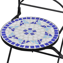 JKSVTF 3 Piece Bistro Set Ceramic Tile Blue and White, Garden Table and Chairs, Garden Chairs Set, Patio Set, Outdoor Table and Chairs