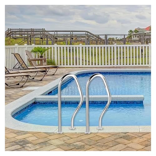 Pool Handrail Pool Stair Rail Pool Railings Pool Safety Hand Rail, Pool Railing, 304 Stainless Steel Kit, Silver, Rustproof Pool Handrail(2 - pcs)