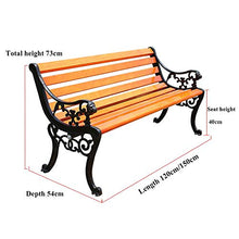 ERoomQ Outdoor Garden Bench,Balcony Garden Wooden slatted Bench with backrest, Cast Iron Frame and anticorrosive Solid Wood Seats (Anticorrosive Solid Wood 120cm)
