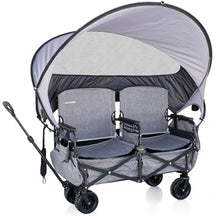 Chariot Outdoor Lawn Chariot, Folding Wagon with 2 Adult Seats & UPF 50+ Canopy, Under-Seat Storage, All-Terrain Wheels, Black Canopy