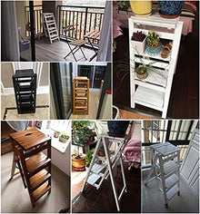 GAAHRQQQ Foldable Step Stool Solid Wood Folding Ladder Stool Adult 4 Steps Stool Shoe Bench Multifunction Flower Stand Indoor Outdoor Flower Stand Plant Stand